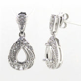 14K White Gold Semi Mount Earrings Setting Pear PE 7X5mm - Syzjewelry